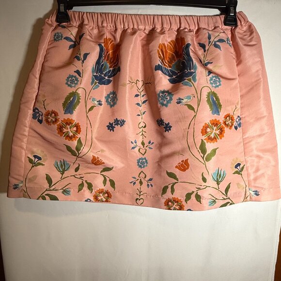 Red Valentino Women Pink Taffeta Floral Print Stretch Skirt US Size 2 - Picture 1 of 4